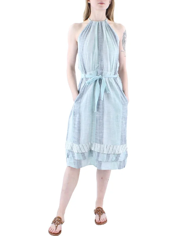 Luxe Women's Fashion Sonny Womens Linen Short Halter Dress