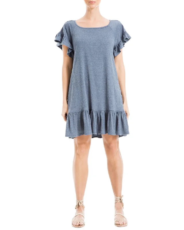 End of Season Sale Max Studio Short Flutter Sleeve Short Dress With Ruffle Hem