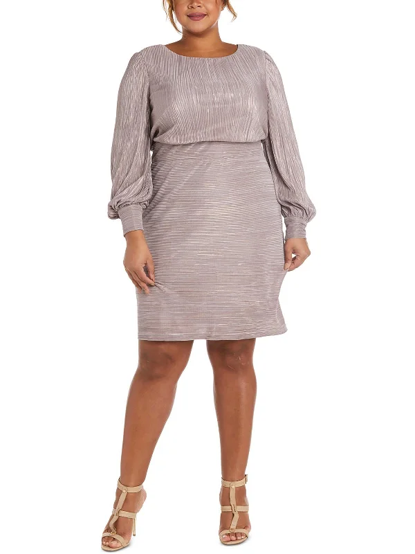 Women's Clothes For Special Occasions Plus Womens Knee Length Metallic Fit & Flare Dress