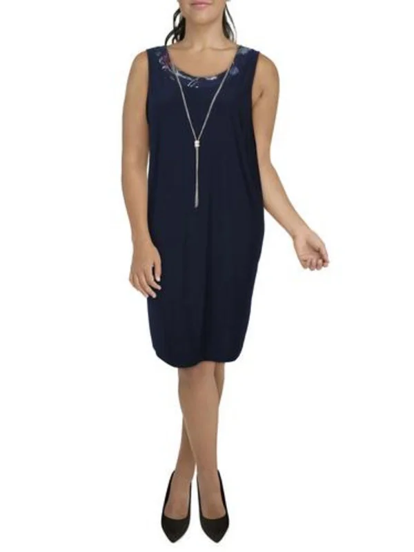 Flash Discount Plus Womens Contrast Trim Polyester Sheath Dress