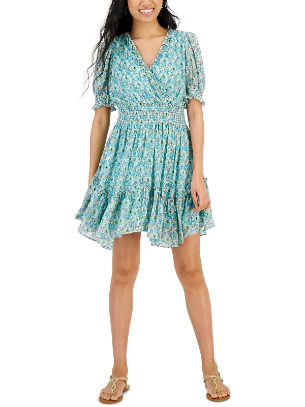 Luxury Women's Clothes Womens Metallic Above Knee Fit & Flare Dress