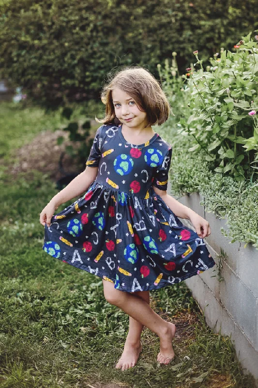 Current Trends BACK TO SCHOOL CHALKBOARD DRESS WITH POCKETS