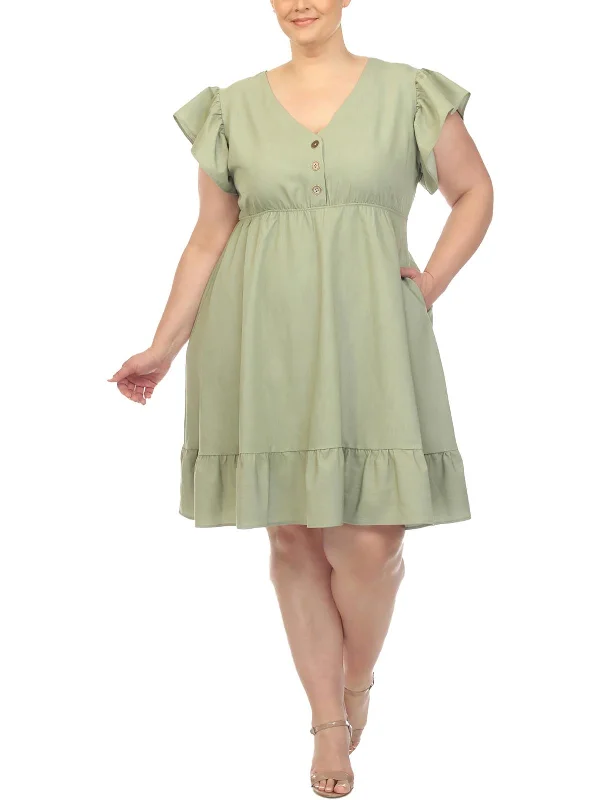 Fashionable Dresses for Women Plus Womens Denim Knee-Length Babydoll Dress
