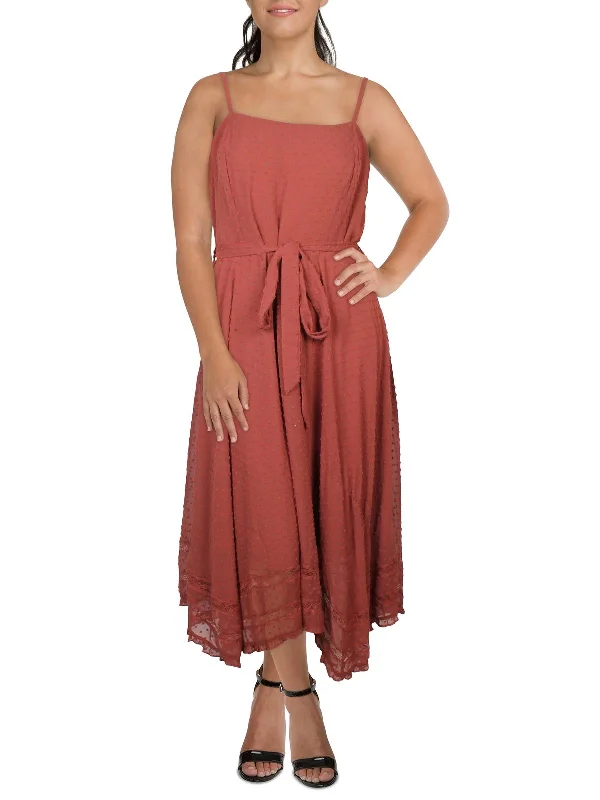 Plus Size Women's Fashion and Clothing Plus Womens Lace Trim Polyester Fit & Flare Dress