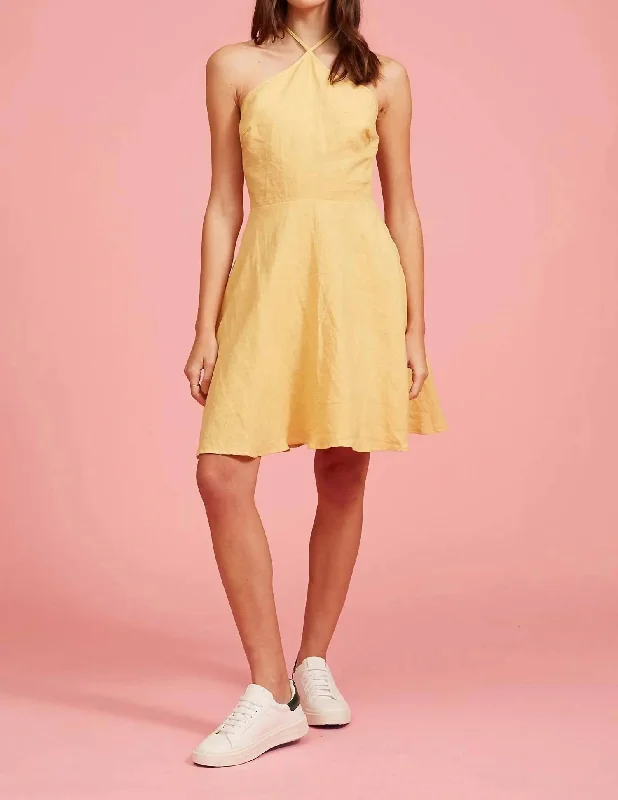 Women's Evening Wear Outfit Agnes Halter Dress In Yellow
