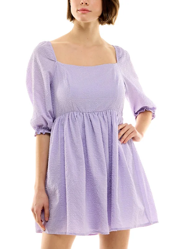 Women's Relaxed Outfit Juniors Womens Daytime Mini Babydoll Dress
