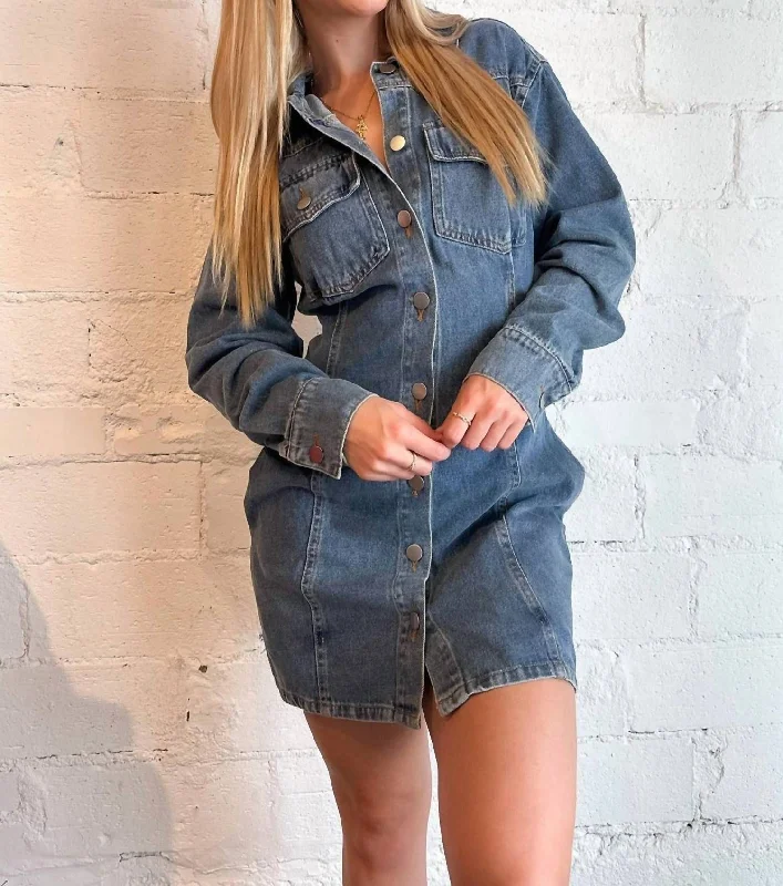 Clothing Sale Fitted Denim Utility Dress