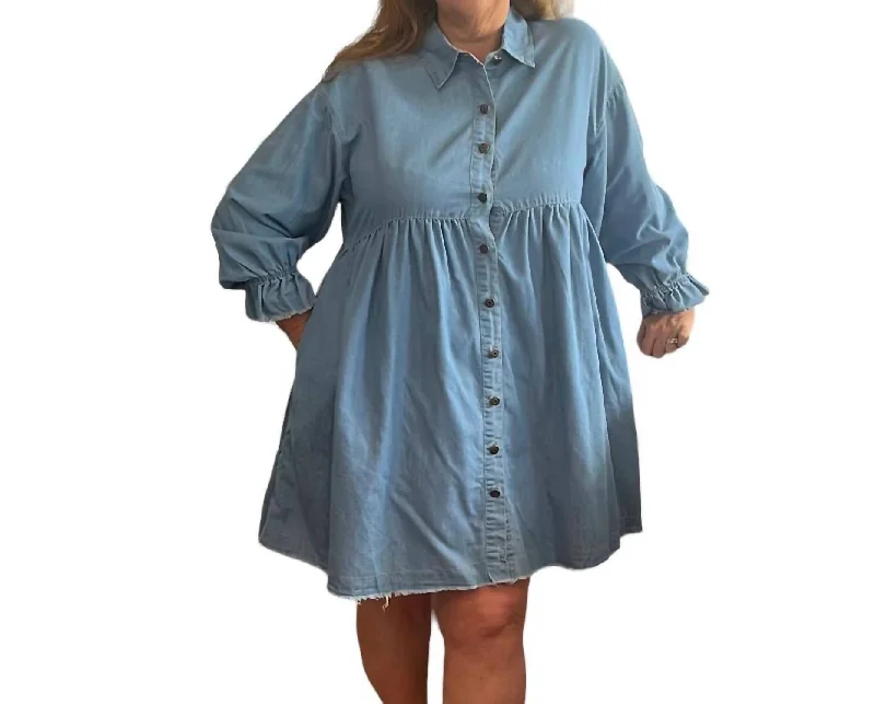 Athleisure Wear Tiered Denim Dress In Light Wash