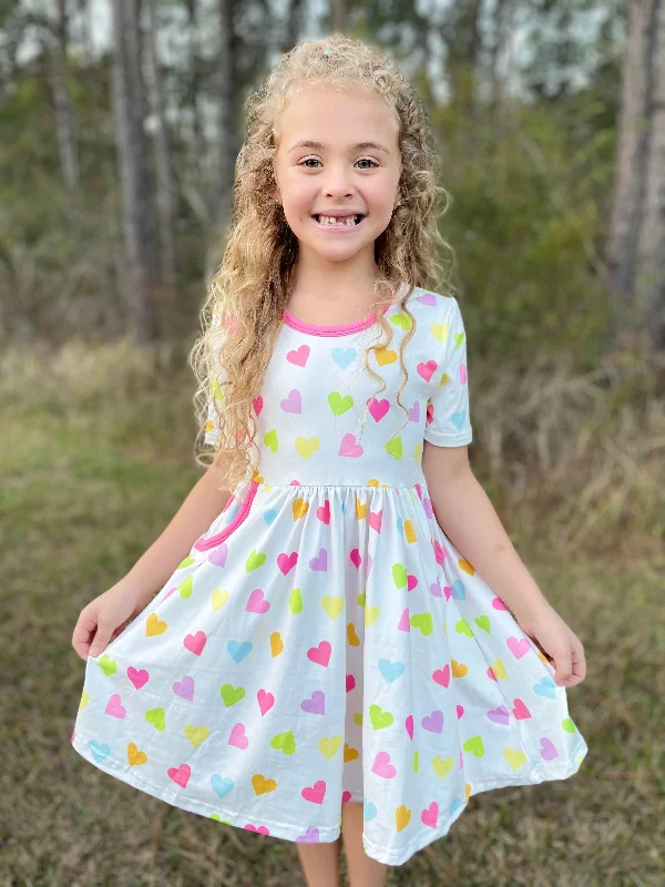 Women's Professional Garments PASTEL HEARTS DRESS WITH POCKETS