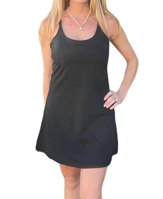 Women's Apparel And Garments Stretch Fabric Sports Dress In Black
