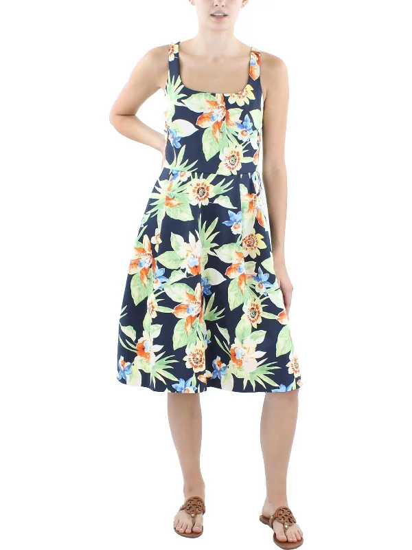 Online Boutique Clothing Womens Pleated Knee Length Fit & Flare Dress