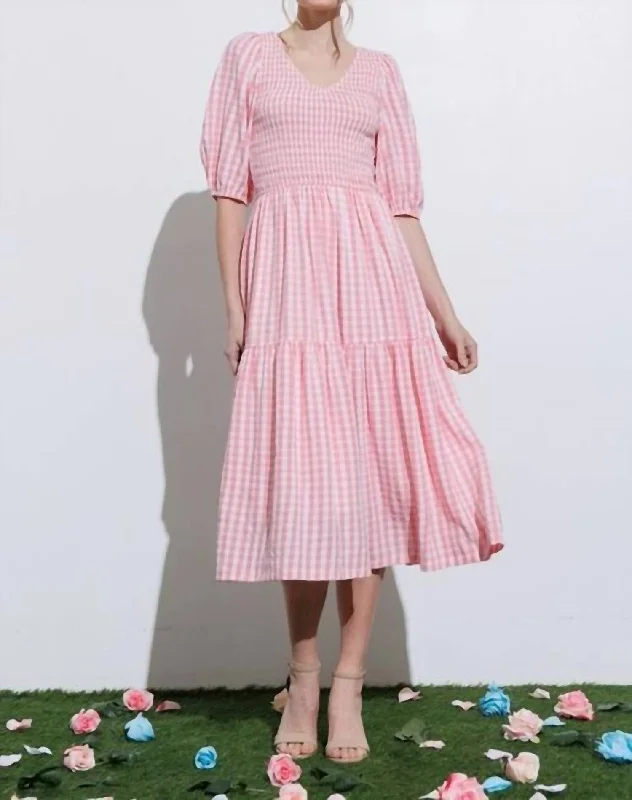 Latest Fashion for Women Pink Gingham Dress