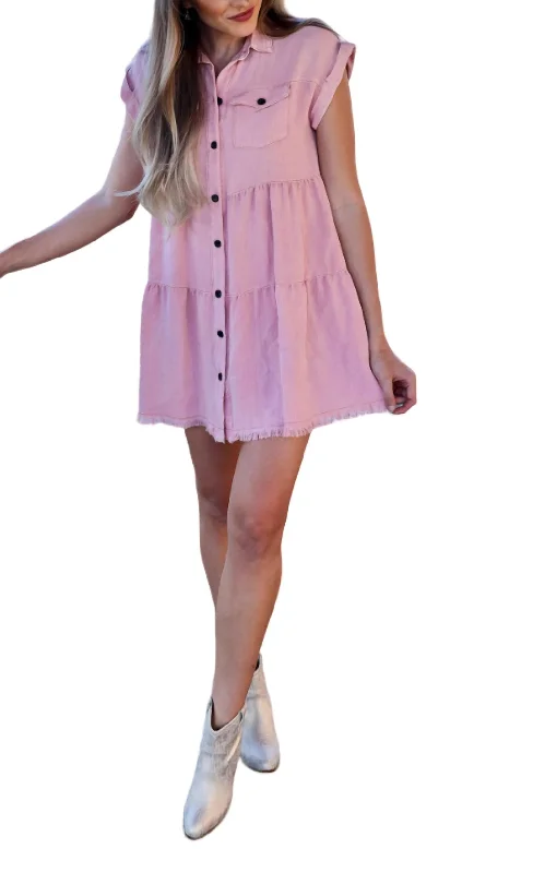 Clothing Sale Tickle Me Collared Dress In Pink