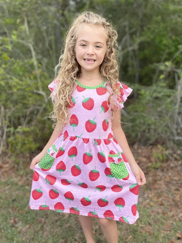 Women's Weekend Outfit STRAWBERRY DRESS WITH POCKETS