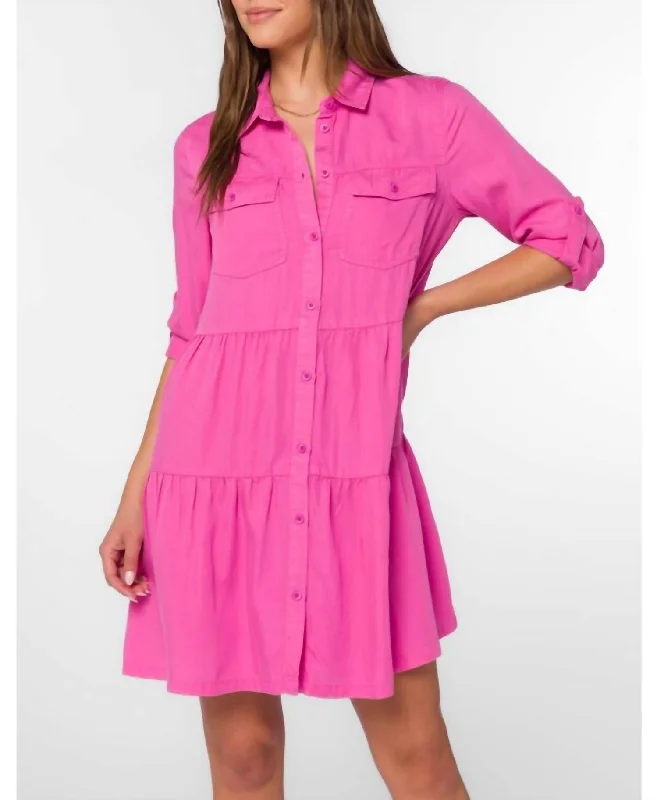 Classic Women's Fashion Velvet Heart Bree Dress In Barbie Pink