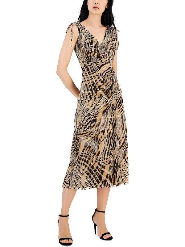 Chic Clothes For Women Womens Printed Ruched Fit & Flare Dress