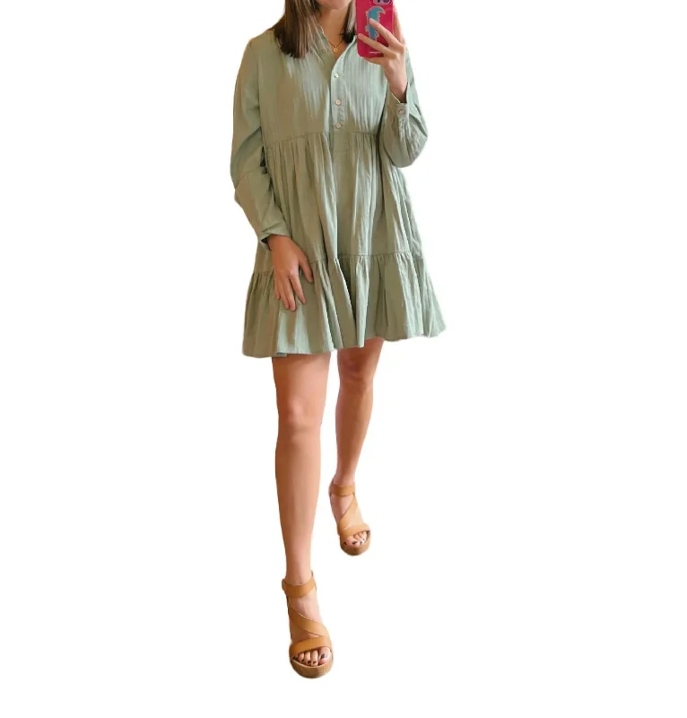 Women's Evening Clothing Babydoll Dress In Sage