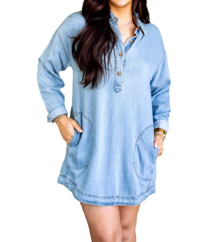 Women's Athletic Clothes Denim Dress In Blue