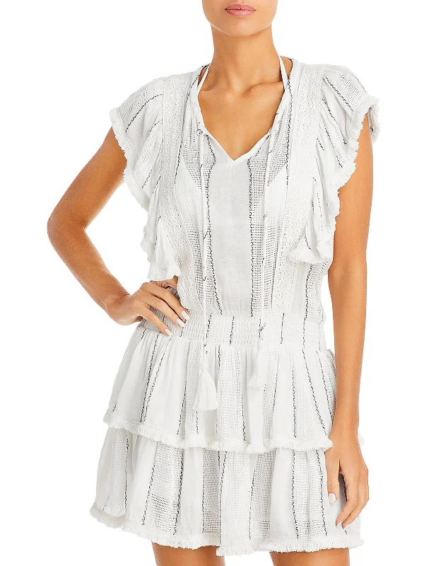 Women's Urban Clothing Womens Crochet Trim Smocked Sheath Dress