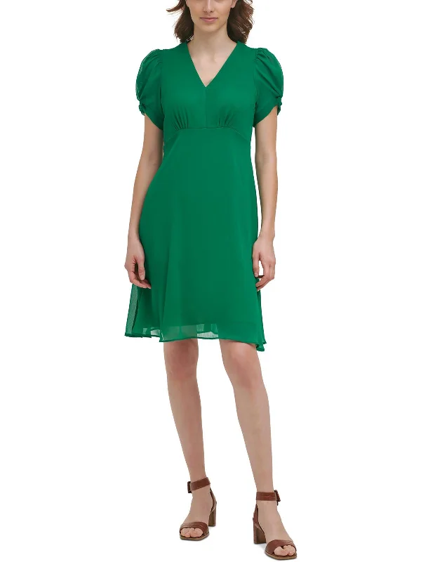 Clothing For Women Womens Puff Sleeve Short Fit & Flare Dress