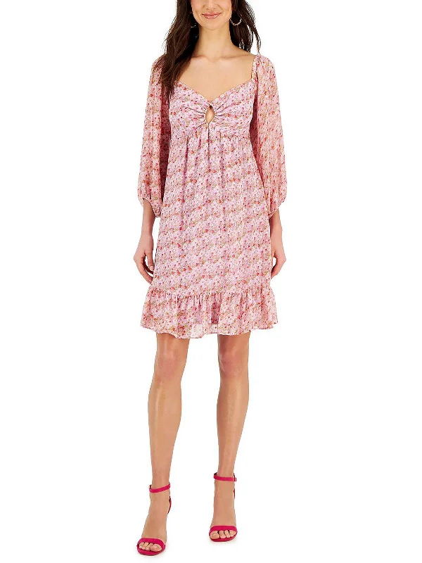 Stylish Savings Petites Womens Metallic Mini Fit & Flare Dress