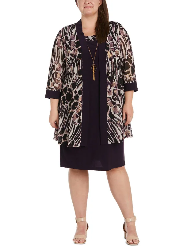 Fashion Essentials Plus Womens Jacket Polyester Two Piece Dress