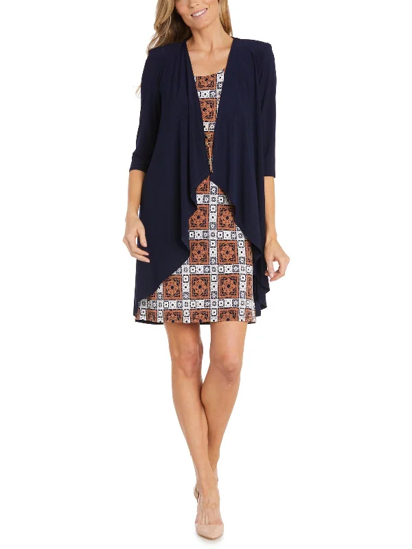 Bold Fashion Womens Printed Jacket Two Piece Dress