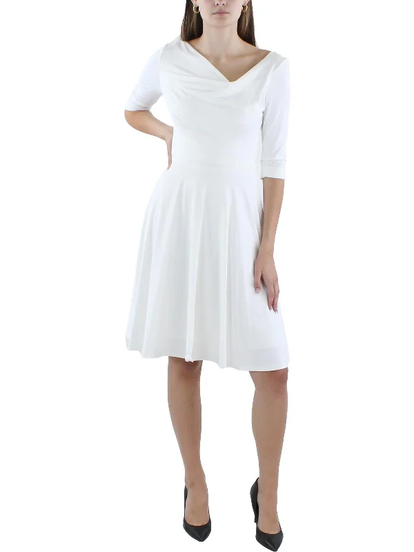 Women's Transitional Garments Womens 3/4 Sleeve Pleated Fit & Flare Dress