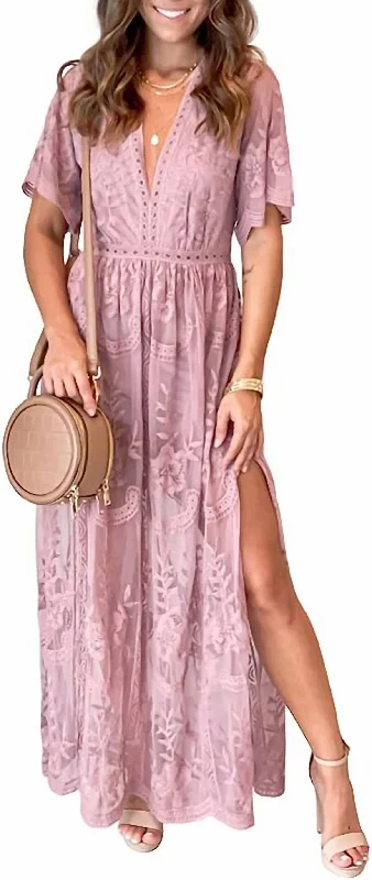 Fashionable Women's Clothing Falling For You Dress In Dusty Mauve