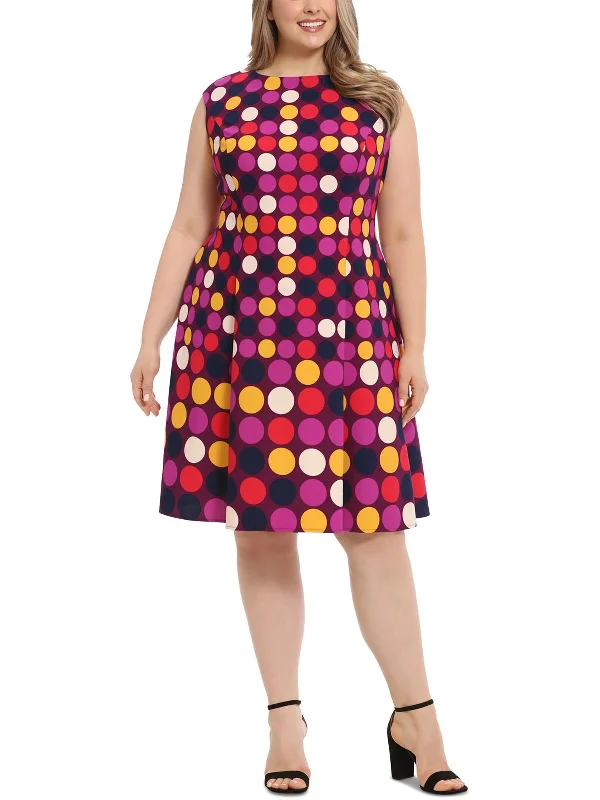 Women's Work Outfit Plus Womens Polyester Fit & Flare Dress