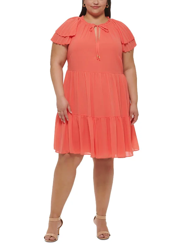 Stylish Women's Clothing Plus Womens A-Line Chiffon Wear To Work Dress