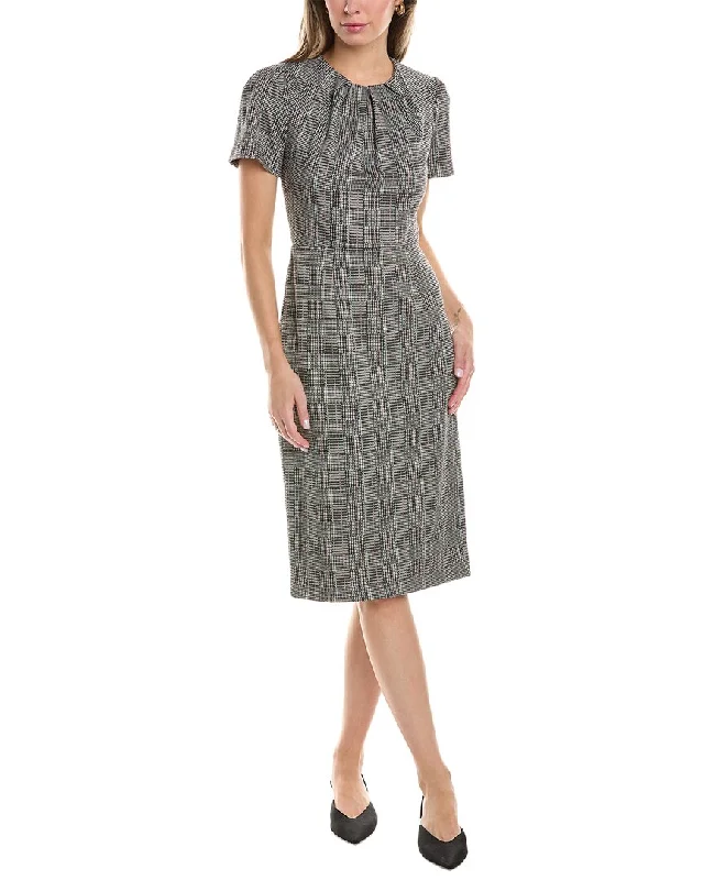 Bold Fashion Maggy London Striped Glen Plaid Bateau Neck Sheath Dress