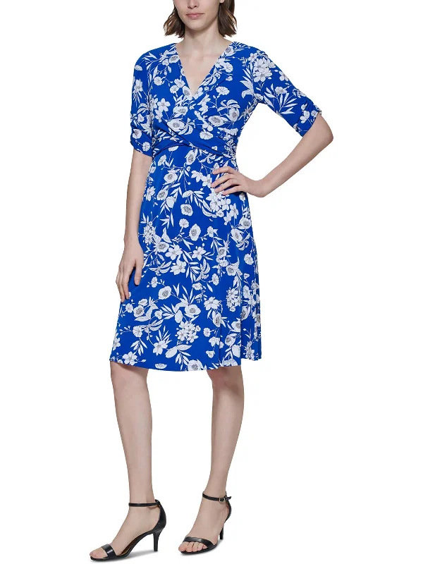 Sales Clothes Petites Womens Twisted Polyester Wear To Work Dress