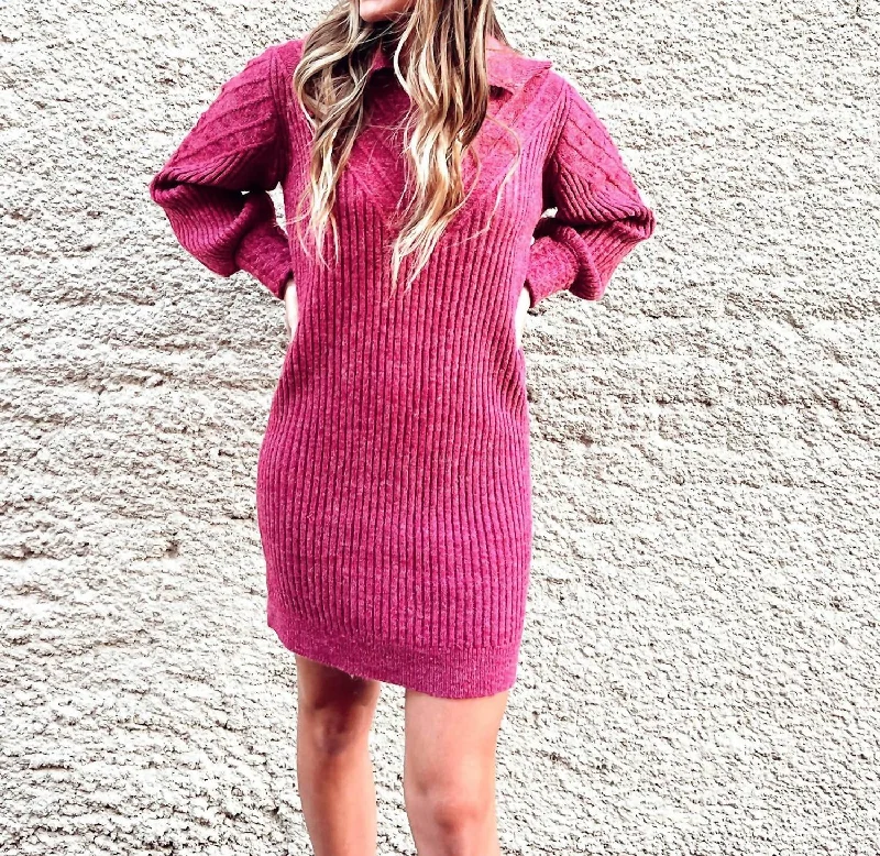 Everyday Fashion Sweater Dress In Cranberry