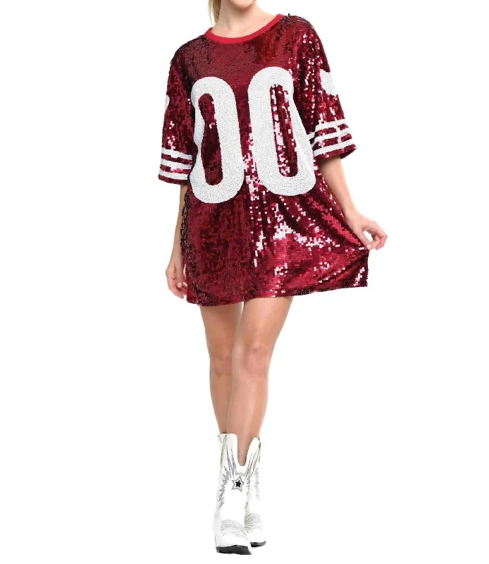 Trendy Casual Outfits Double Sequin Dress In Red