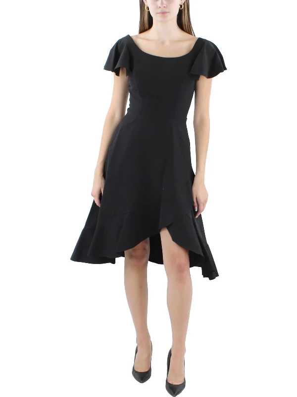 Women's Seasonal Clothes Womens Hi-Low Flutter Sleeve Fit & Flare Dress