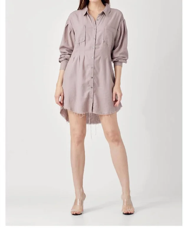 Women's High-Fashion Outfit Fitted Waist Dress In Rosy Brown