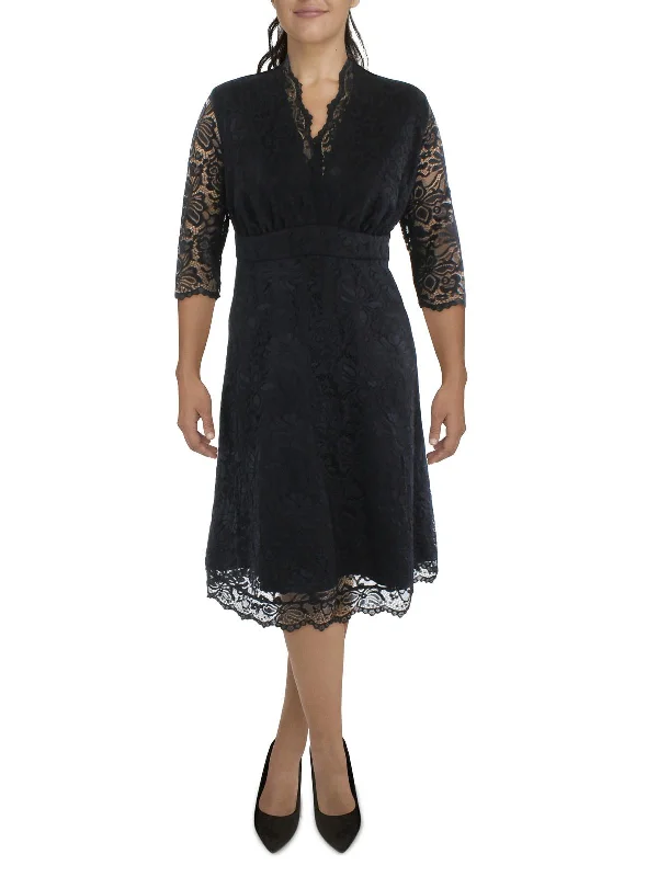 Stylish Savings Plus Womens Lace V Neck Sheath Dress