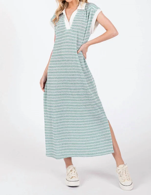 Clothes For Sale Knit Striped Dress In Green