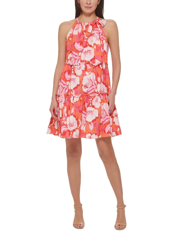 Relaxed Fashion Womens Linen Mini Halter Dress