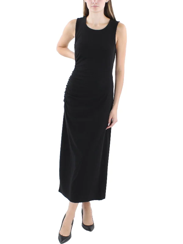 Free Spirited Fashion Womens Ruched Tea Length Halter Dress