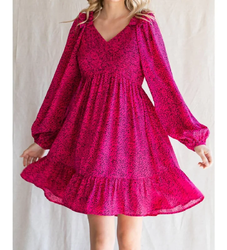 Women's Transitional Garments Cheetah Smocked Dress In Pink