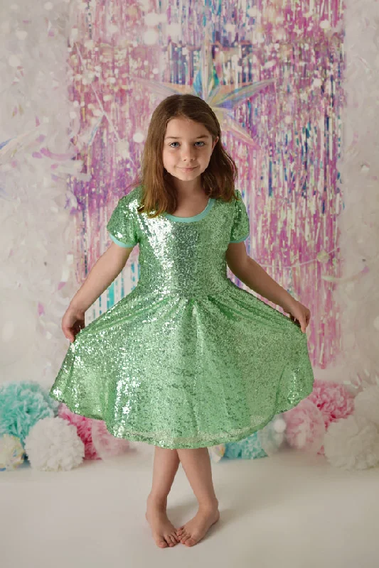 Women's Casual and Dressy Outfits EVA LIGHT GREEN SPARKLE DRESS
