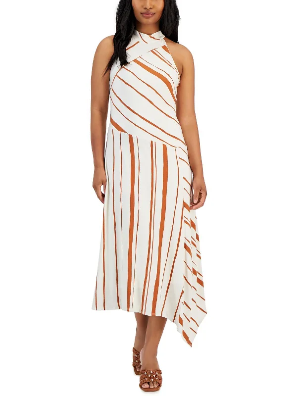 Women's Outdoor Activity Garments Womens Asymmetric Striped Halter Dress