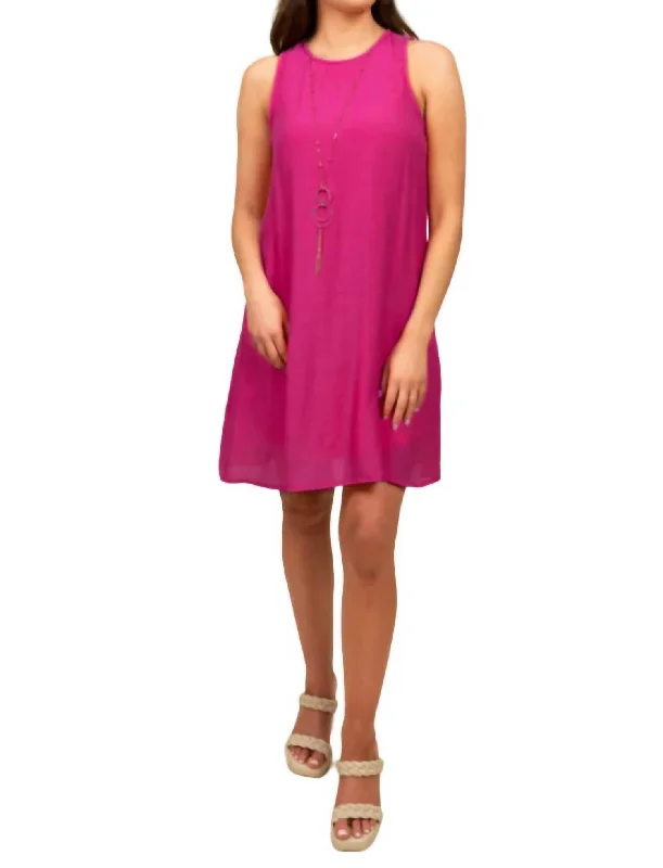 Women's Urban Fashion Peacock Tank Dress In Hot Pink