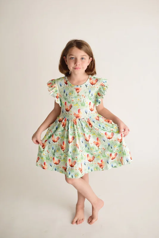 New Arrival Discounts CHICKEN FLUTTER DRESS