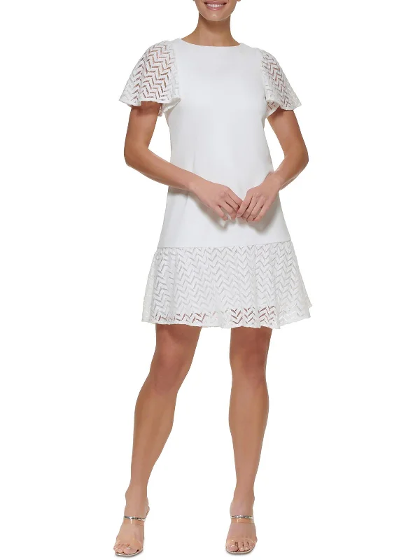Edgy Fashion Petites Womens Chevron Mini Fit & Flare Dress