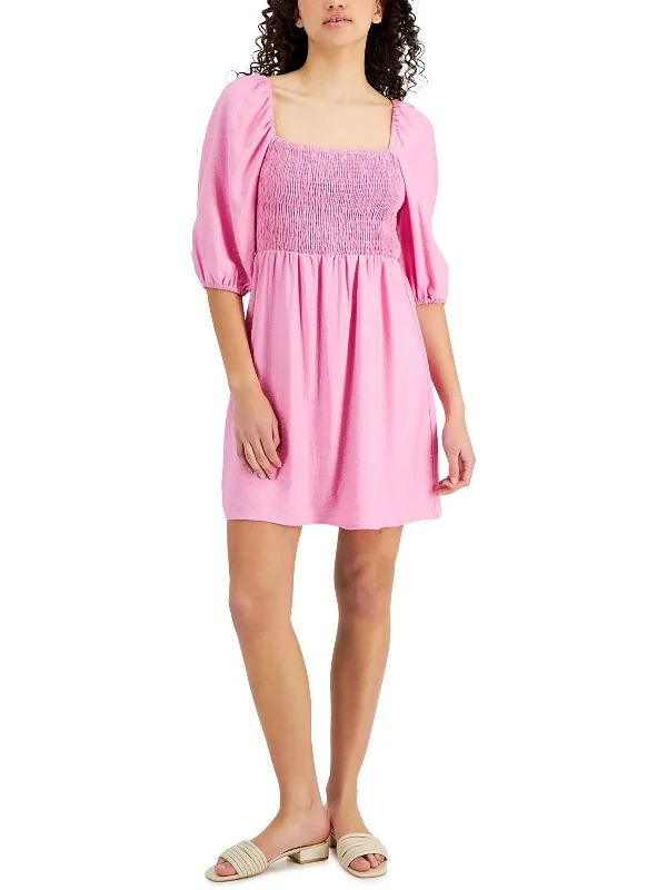 Women's Elegant Evening Outfit Womens Smocked Square Neckline Fit & Flare Dress