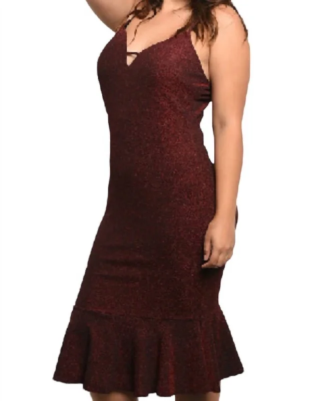 Seasonal Women's Fashion Trends Metallic Dress In Red/black