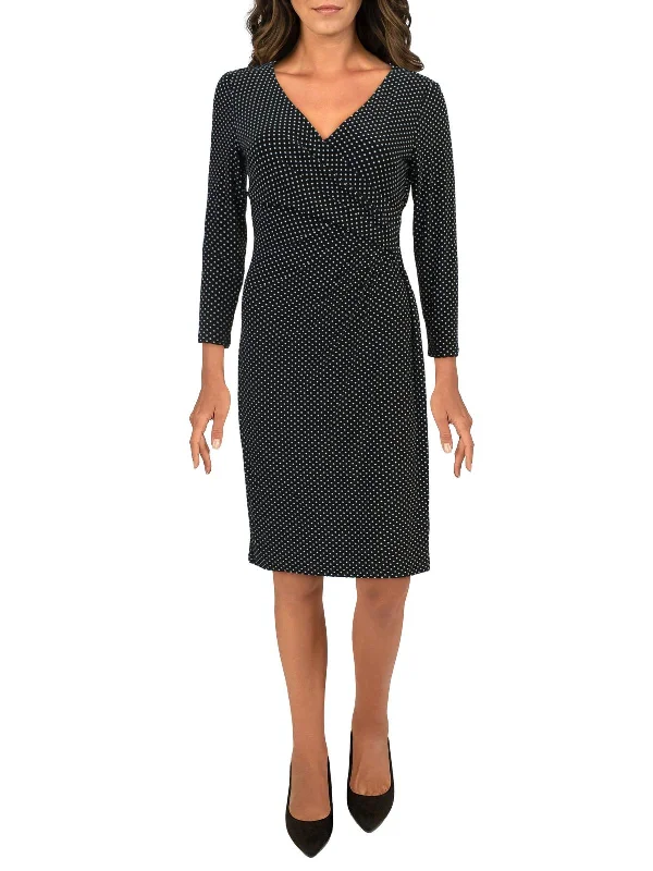Women's Clothing for All Occasions Womens Polka Dot Faux Wrap Fit & Flare Dress